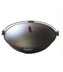 Казан чугунный 10 литров с дужкой с алюминиевой крышкой