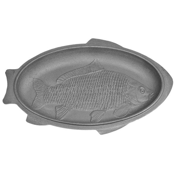 Чугунная утятница со сковородой (крышкой) для рыбы и съемной внутренней чугунной решеткой-гриль