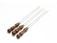 Шампур двойной спица из нержавейки с деревянной ручкой для грибов и овощей