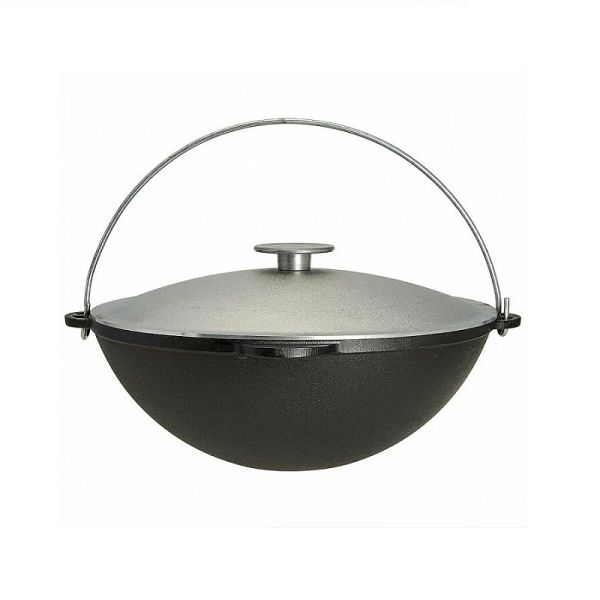 Казан чугунный походный  12л с алюминиевой крышкой