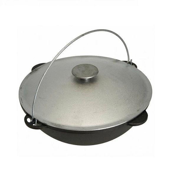 Казан чугунный походный  12л с алюминиевой крышкой