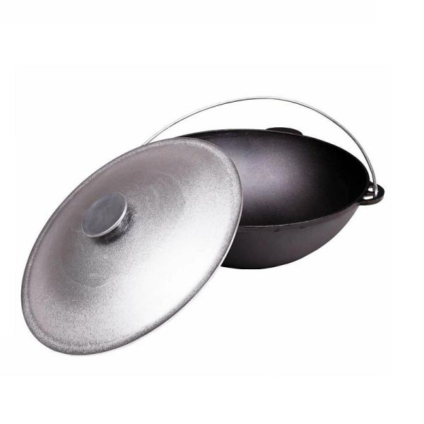 Казан чугунный походный  12л с алюминиевой крышкой