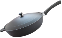 Сковорода 280х60 со съемной бакелитовой ручкой и алюминиевой крышкой