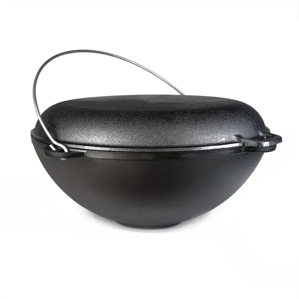 Казан чугунный 12л с крышкой сковородой