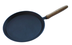 Сковорода литая чугунная блинная 240x15 со съёмной деревянной ручкой