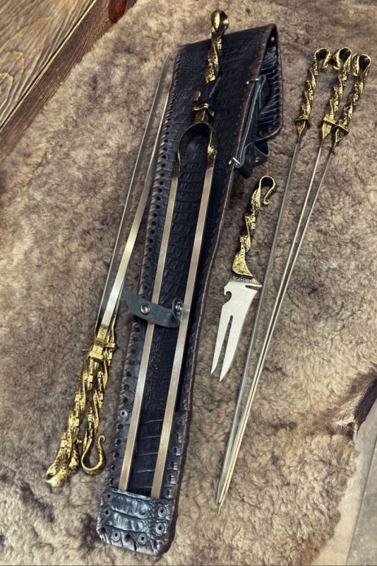 Подарочный набор в кожаном колчане "Волк