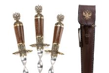 Шампуры в кожаном чехле "Герб РФ"