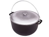 Казан чугунный походный алюминиевая крышка 12 л