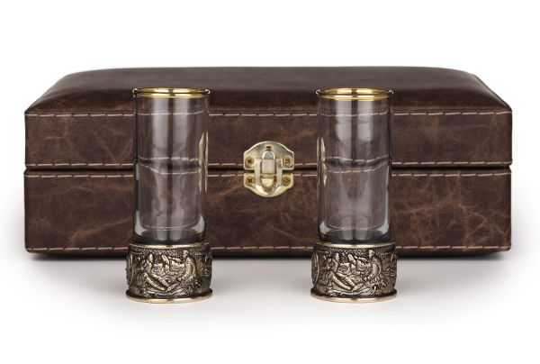 Набор стопок "Охотники на привале" в футляре