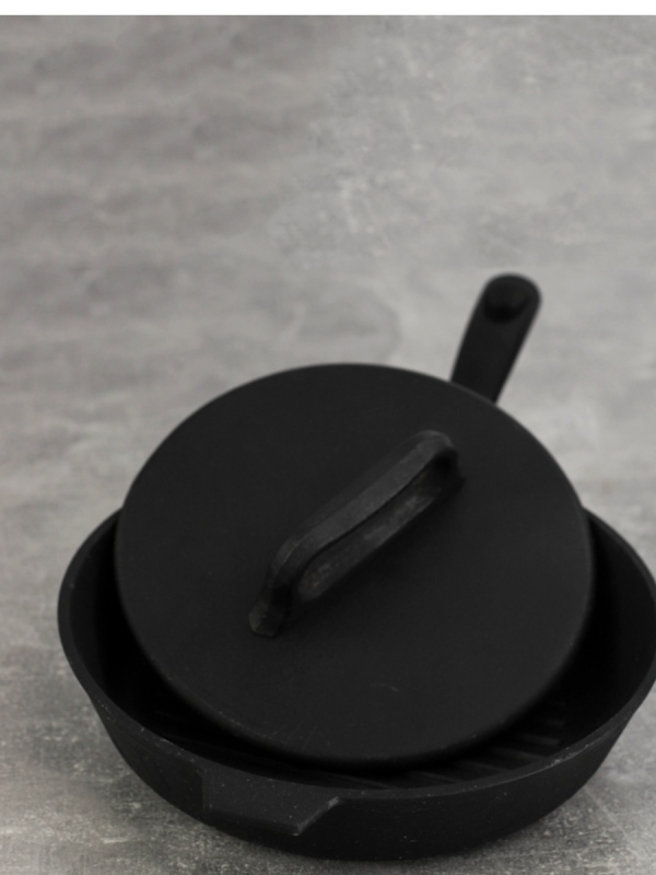 Сковорода-гриль чугунная 280x60 со съемной бакелитовой ручкой и чугунной крышкой